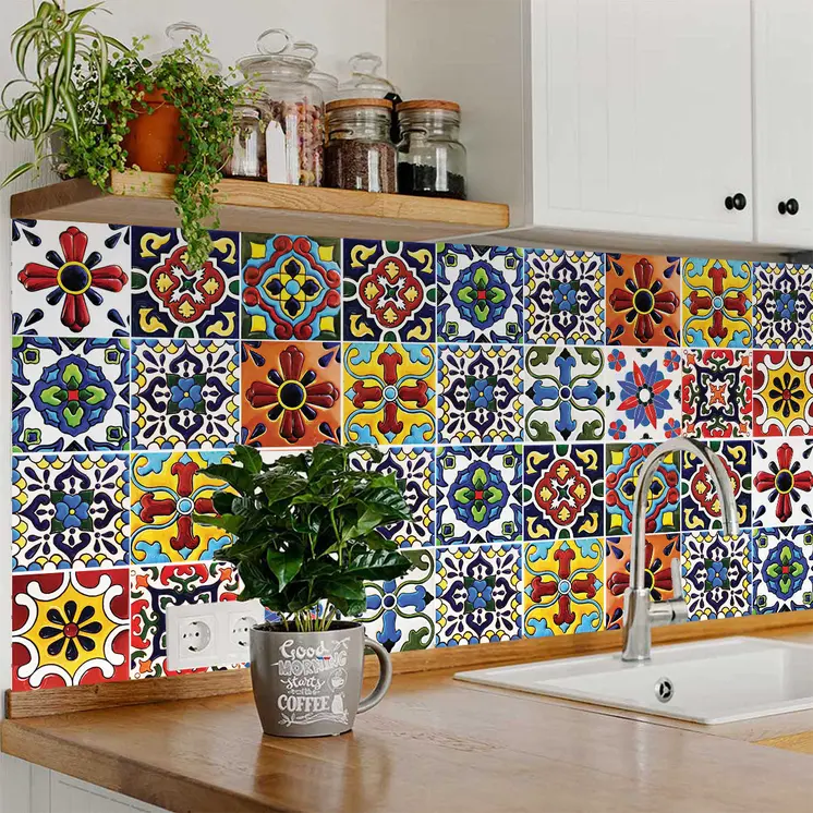 12" X 12" Festival Brights Mosaic Peel and Stick Removable Tiles