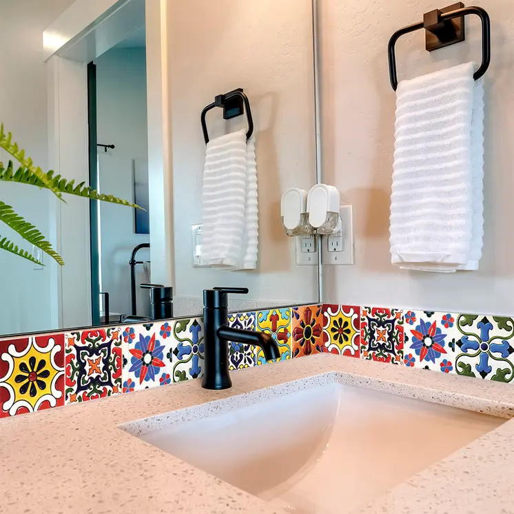 12" X 12" Festival Brights Mosaic Peel and Stick Removable Tiles