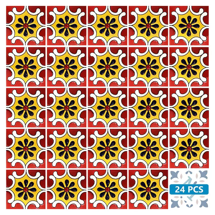 12" X 12" Blue Gray Yellow Pop Peel and Stick Removable Tiles