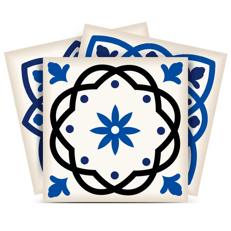 12" X 12" Blue and Aqua Pop Mosaic Peel and Stick Removable Tiles