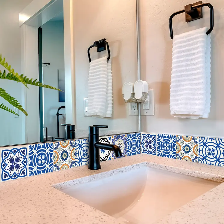 12" X 12" Blue and Aqua Pop Mosaic Peel and Stick Removable Tiles