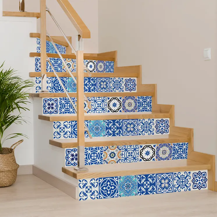 12" X 12" Blue and Aqua Pop Mosaic Peel and Stick Removable Tiles