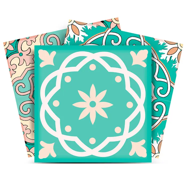 12" X 12"  Mint Green Aquamarine Mosaic Peel and Stick Removable Tiles