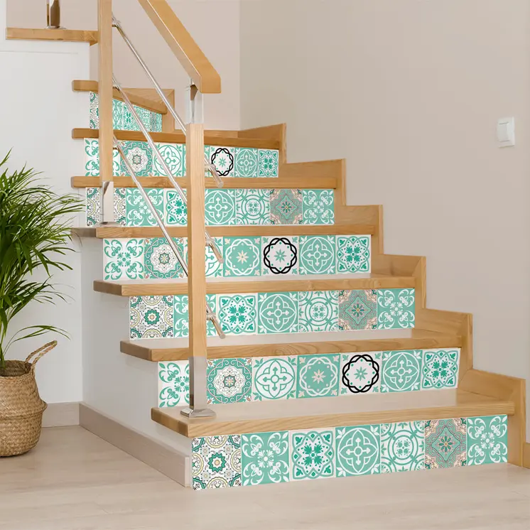 12" X 12"  Mint Green Aquamarine Mosaic Peel and Stick Removable Tiles