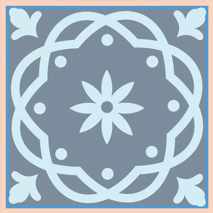 12" X 12" Baby Blue and Peach Mosaic Peel and Stick Removable Tiles