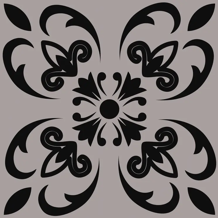 12" X 12" Black and White Orchid Peel and Stick Removable Tiles