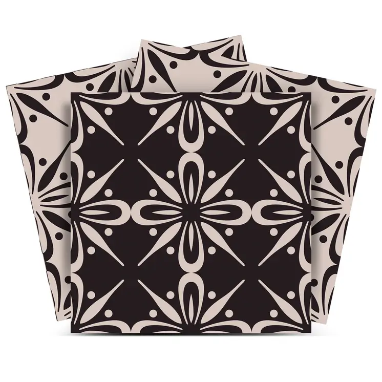 12" X 12" Gray and Black The Clover Peel and Stick Removable Tiles