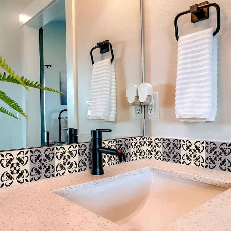 12" X 12" Light Grey and Cream Orchid Peel and Stick Removable Tiles