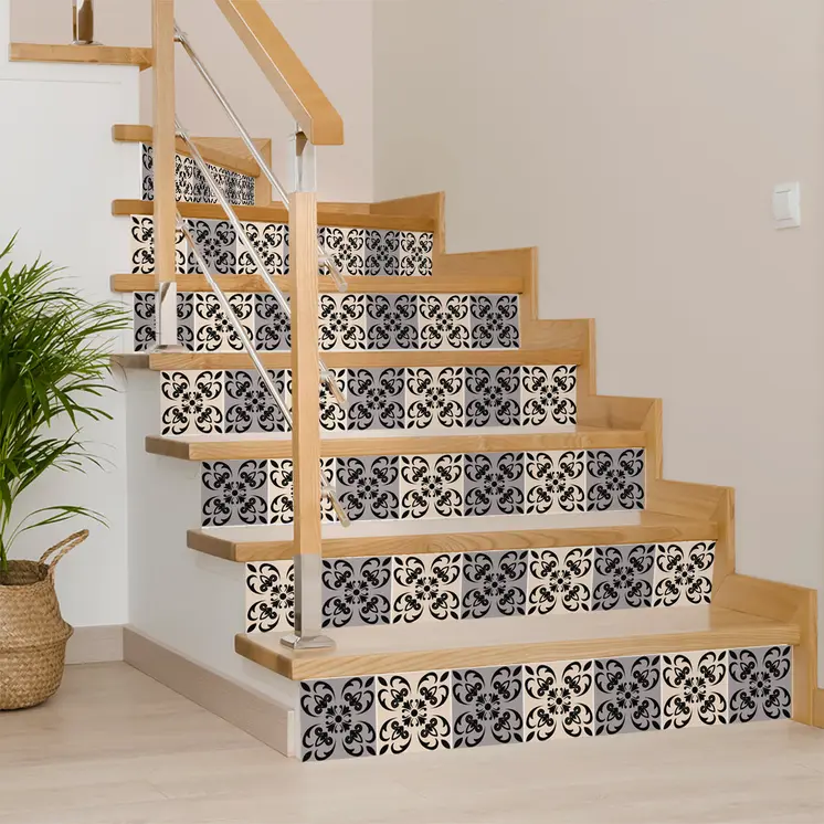 12" X 12" Light Grey and Cream Orchid Peel and Stick Removable Tiles