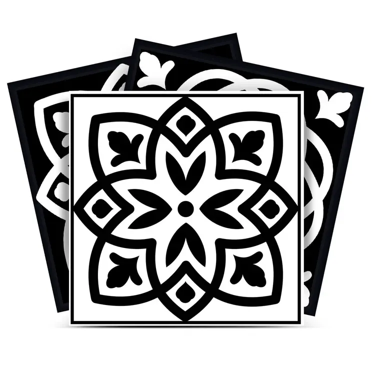 12" X 12" Black and White The Night Sky Mosaic Peel and Stick Removable Tiles