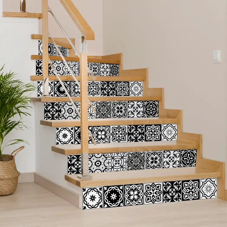 12" X 12" Black and White The Night Sky Mosaic Peel and Stick Removable Tiles