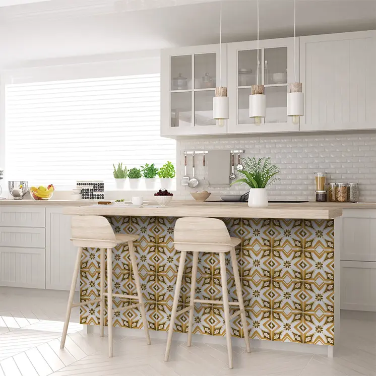 12" X 12" Brown and White Papaya Peel And Stick Removable Tiles