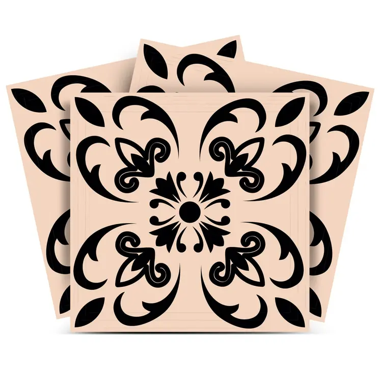 12" X 12" Black and Brown Mini Orchid Peel and Stick Removable Tiles