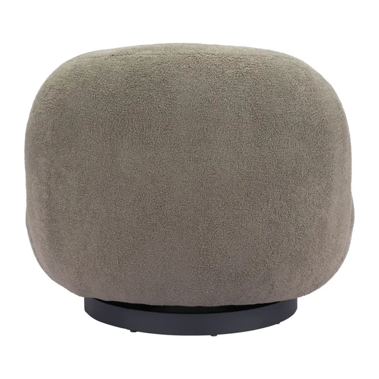 30" Khaki And Black Faux Shearling And Upholstered Slipper Chair