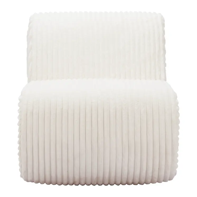 26" White Corduroy And Upholstered Lounge Chair