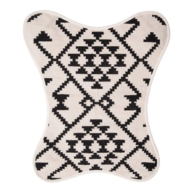 26" Beige And Black And Black Geometric Butterfly Chair