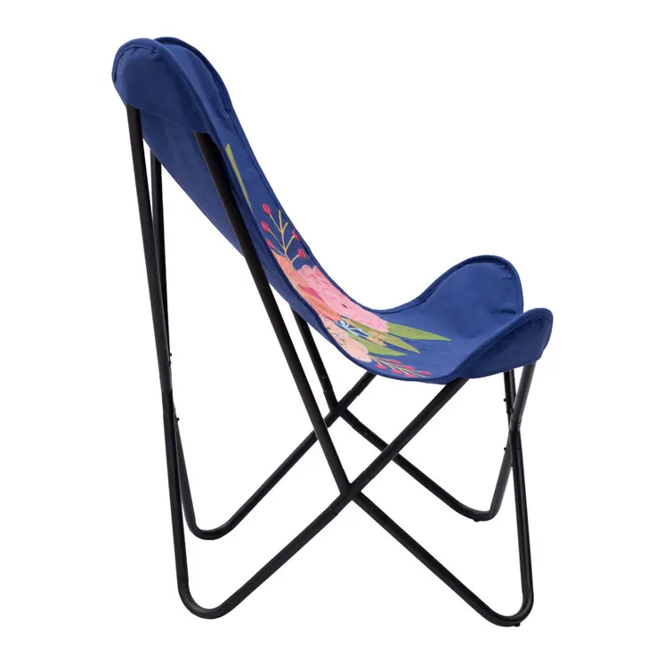 26" Blue And Black Tropical Butterfly Chair