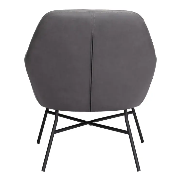 25" Gray And Black Faux Leather And Faux Leather Arm Chair
