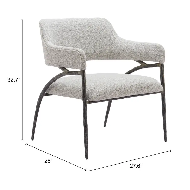 28" Gray And Black Upholstered Arm Chair