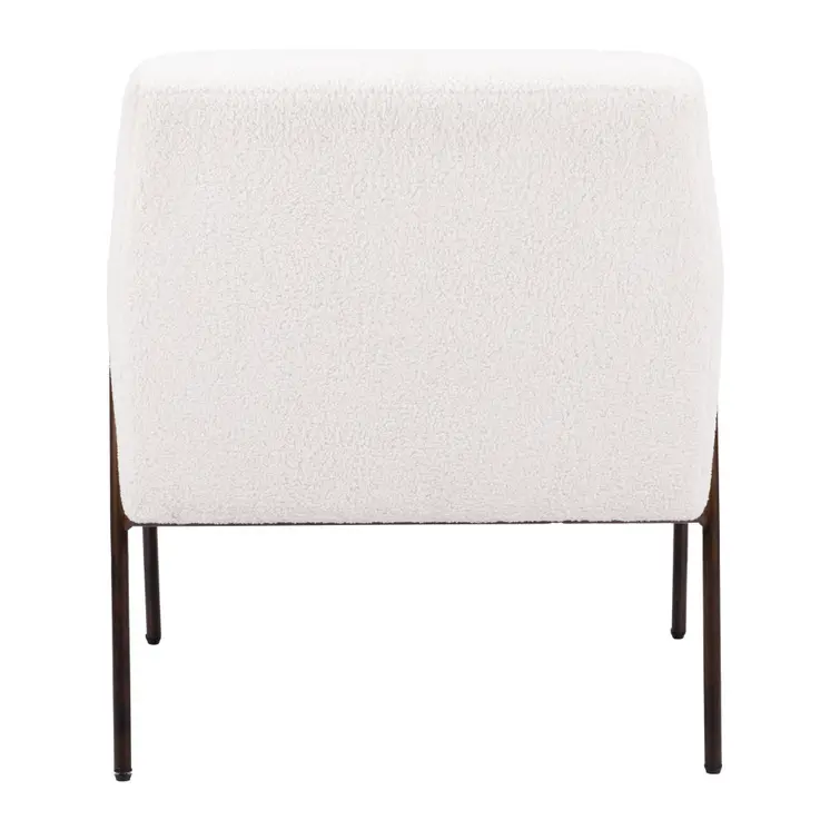 28" Cream And Bronze Faux Shearling And Upholstered Arm Chair
