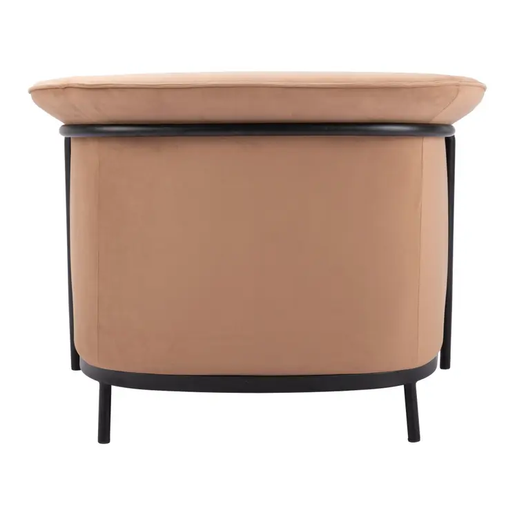 35" Tan And Black Upholstered Arm Chair