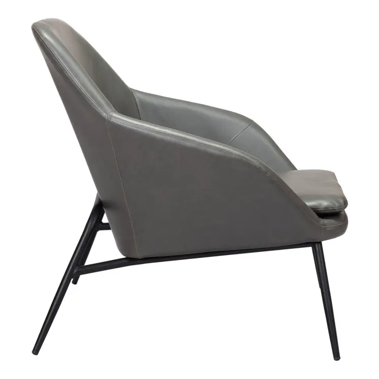 29" Gray And Black Faux Leather And Faux Leather Arm Chair