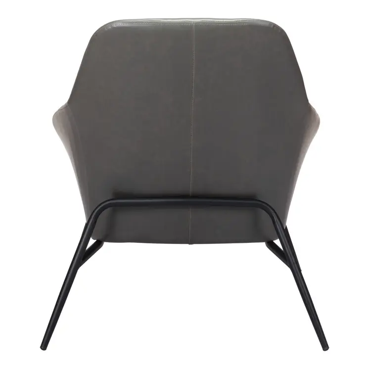 29" Gray And Black Faux Leather And Faux Leather Arm Chair