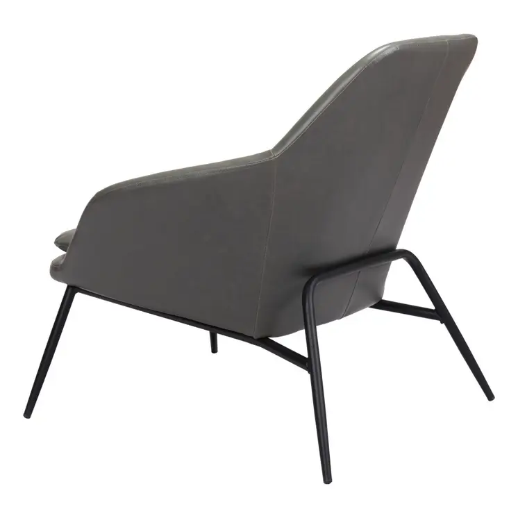 29" Gray And Black Faux Leather And Faux Leather Arm Chair
