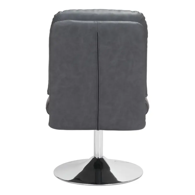 22" Gray And Silver Faux Leather And Faux Leather Side Chair