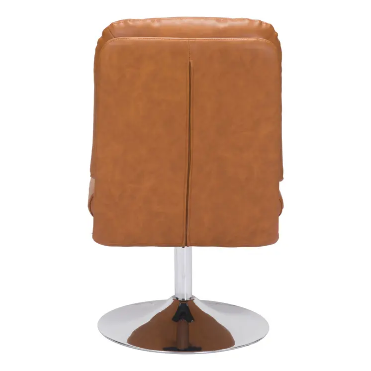 22" Brown And Silver Faux Leather And Faux Leather Side Chair