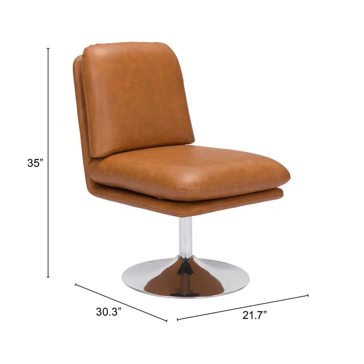 22" Brown And Silver Faux Leather And Faux Leather Side Chair