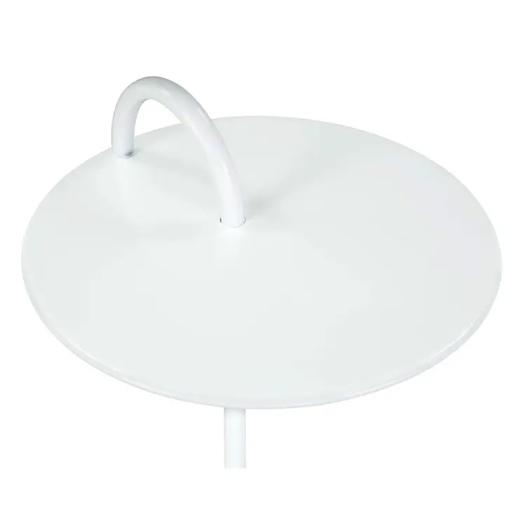 25" White Iron And Marble Round Pedestal End Table
