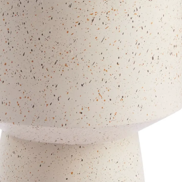 18" Beige Faux Stone Round Pedestal End Table