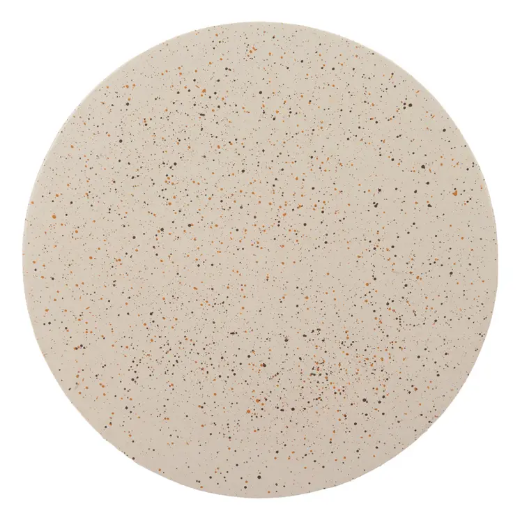 18" Beige Faux Stone Round Pedestal End Table