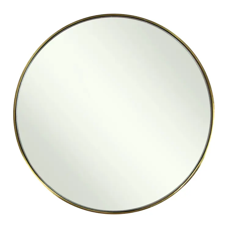 20" Gold and Black Mirrored Glass and Iron Round End Table