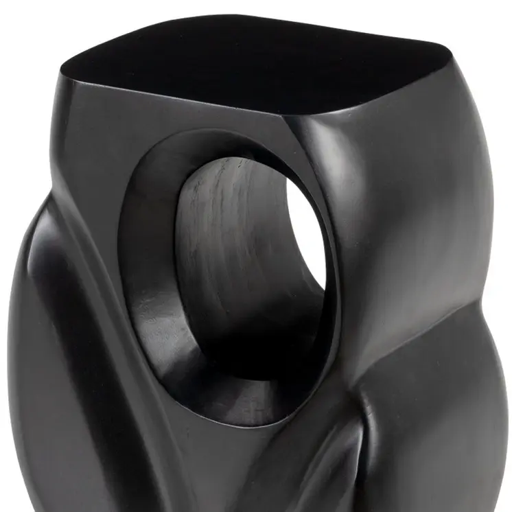 16" Black Solid Wood Figurine End Table