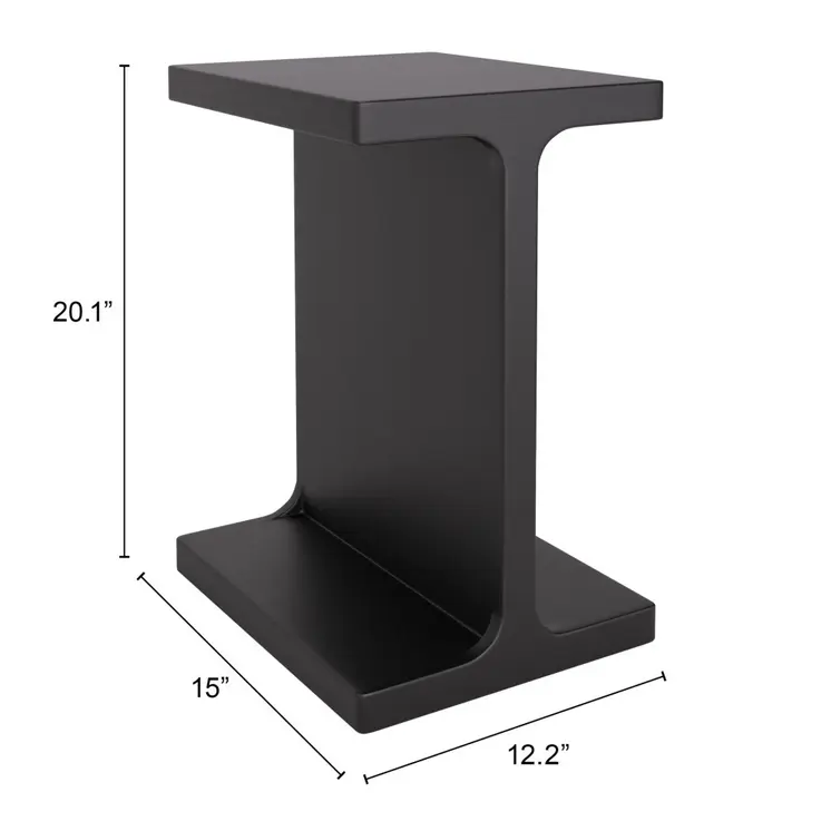 20" Black Solid Wood Pedestal End Table