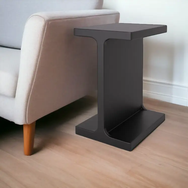20" Black Solid Wood Pedestal End Table