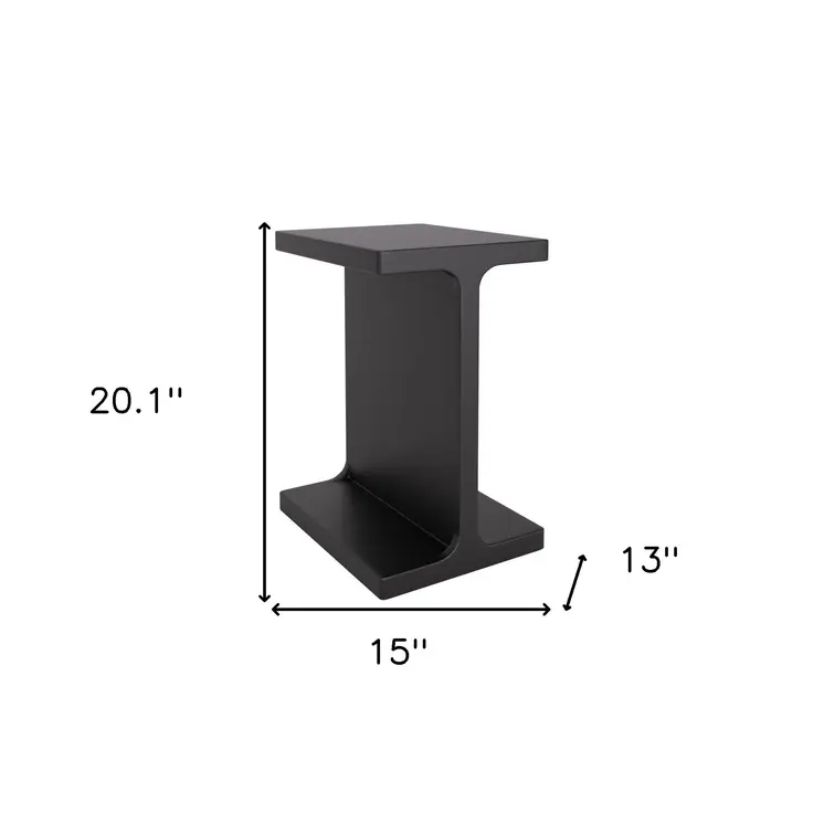 20" Black Solid Wood Pedestal End Table