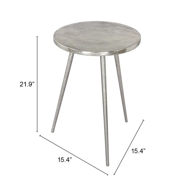 22" Silver Aluminum Round End Table
