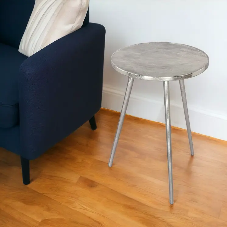 22" Silver Aluminum Round End Table