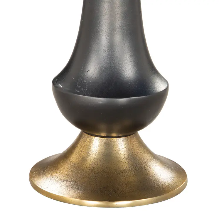 21" Black And Gold Aluminum Round Pedestal End Table