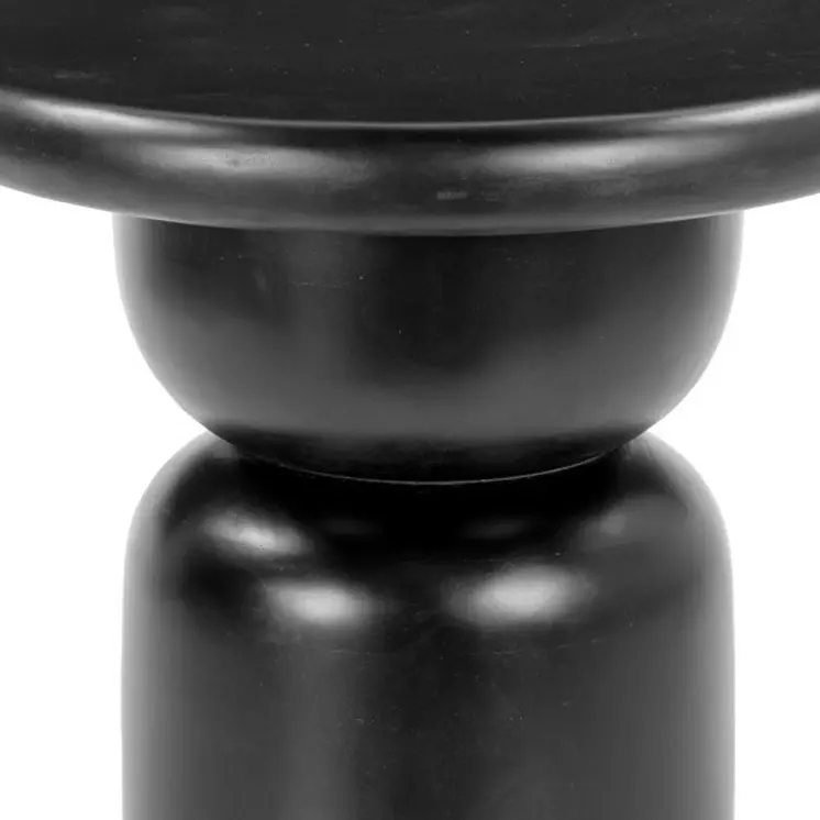 20" Black Solid Wood Round Pedestal End Table
