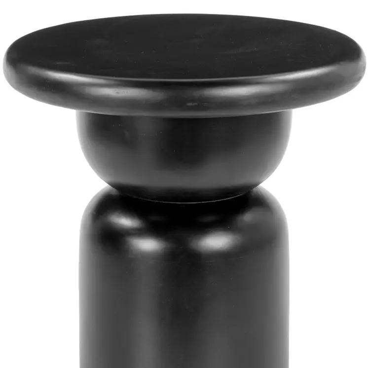 20" Black Solid Wood Round Pedestal End Table