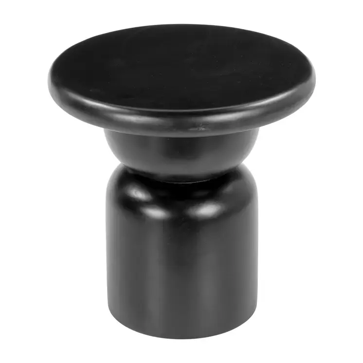20" Black Solid Wood Round Pedestal End Table