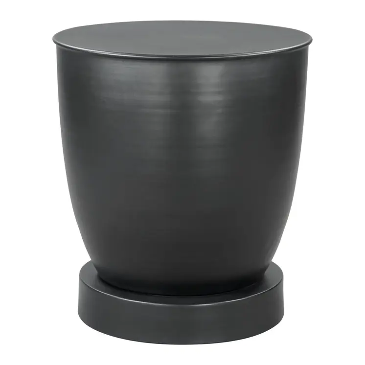 20" Black Iron Round Pedestal End Table