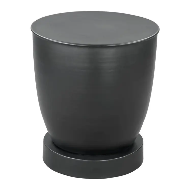 20" Black Iron Round Pedestal End Table