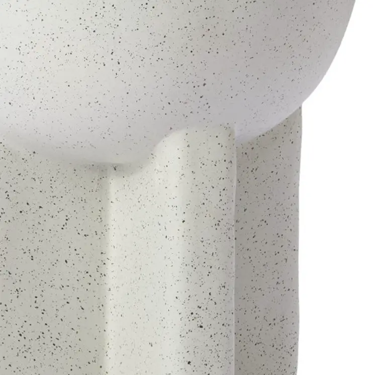 18" White Faux Stone Round Pedestal End Table
