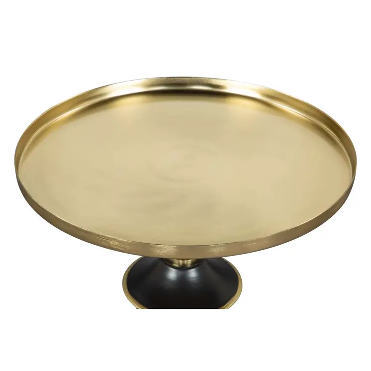 22" Gold And Black Iron Round Pedestal End Table