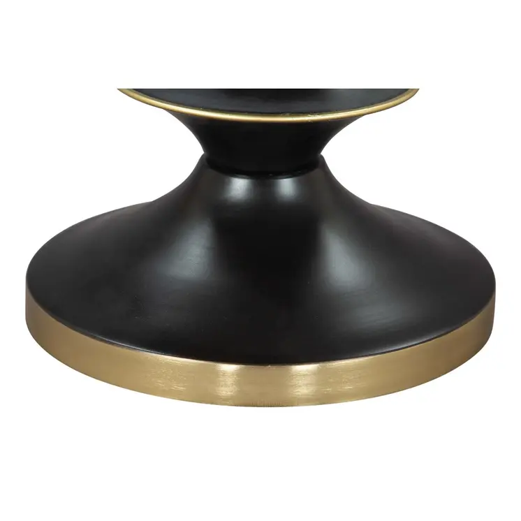 22" Gold And Black Iron Round Pedestal End Table